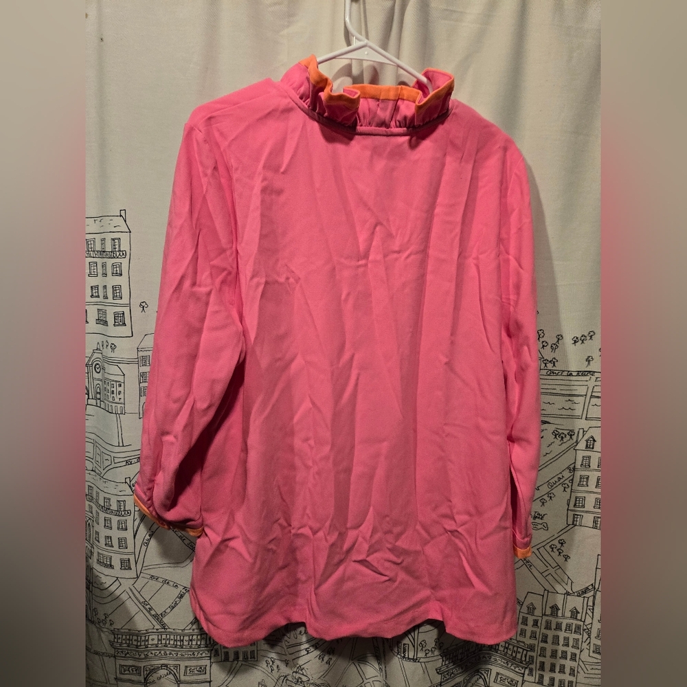 EUC Women's Crown & Ivy Pink And Orange Long Sleeve Blouse Size XL - Picture 10 of 10